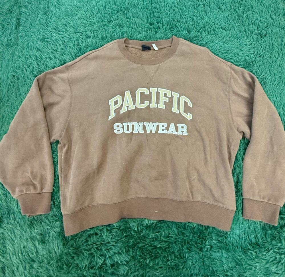 90s PacSun Pacific Sunwear Brown CrewNeck Sweatshirt Size M UNISEX Y2K